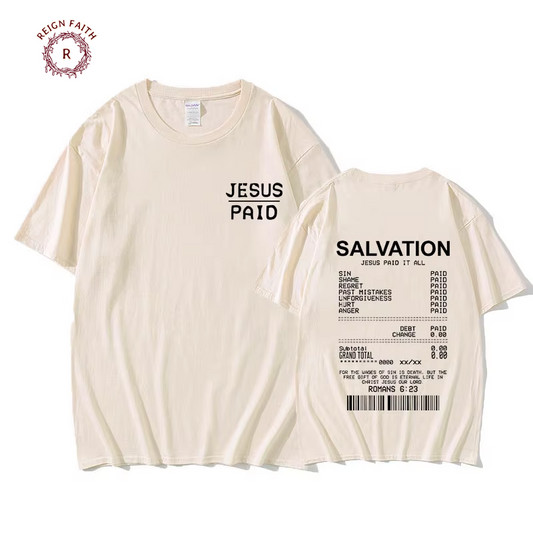 Christian Salvation Jesus Paid It All Graphic Tshirt Men Women'S Fashion Oversized Short Sleeve Unisex Hip Hop Vintage T-Shirt